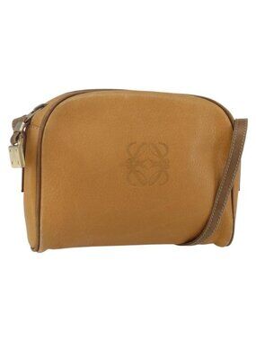 Authentic LOEWE Shoulder Bag Leather Beige Gold